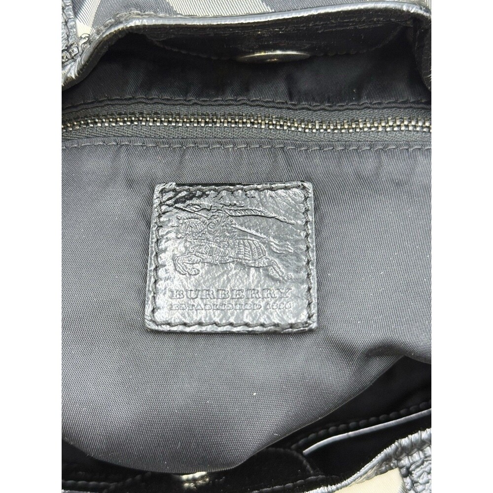 BURBERRY BEAT CHECK VICTORIA NYLON PATENT LEATHER TOTE BAG - Picture 11 of 12